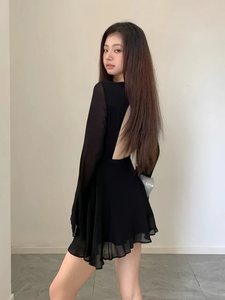 Elegant Black Hollow Dress