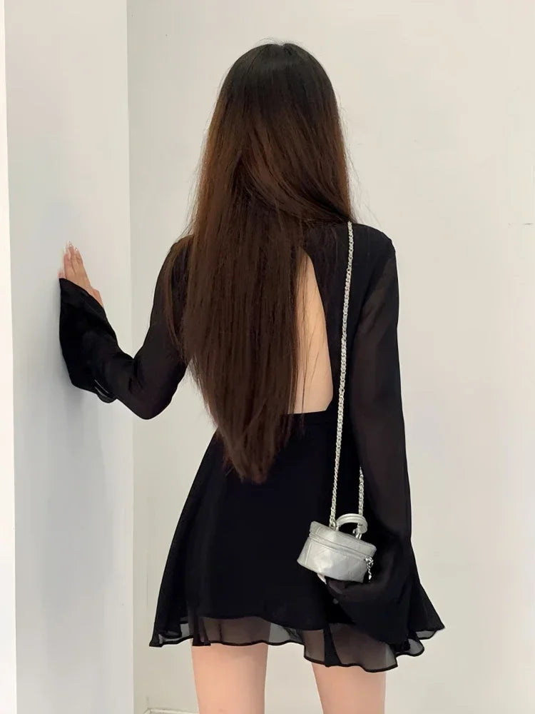 Elegant Black Hollow Dress