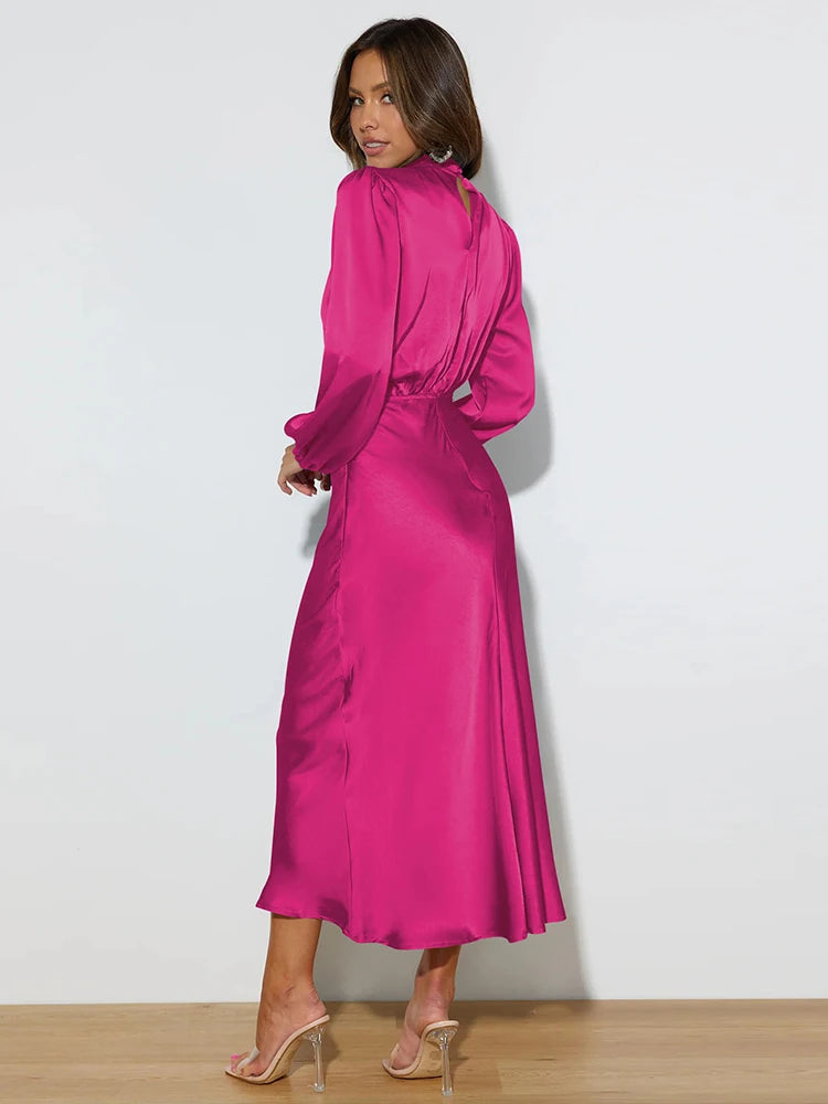 Satin Long Sleeved Dress