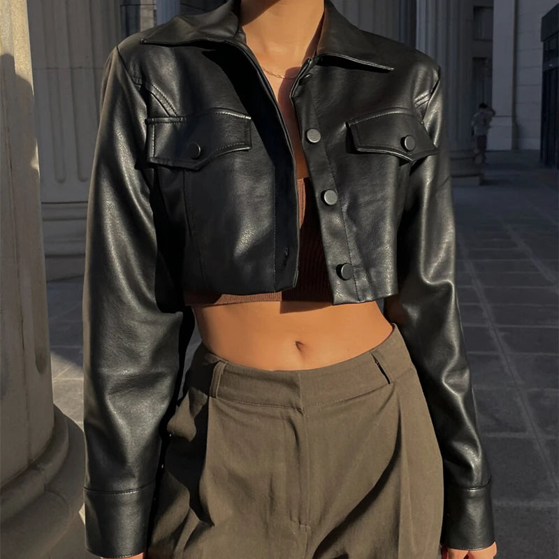 Faux Leather Short Jacket