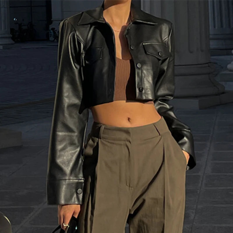 Faux Leather Short Jacket